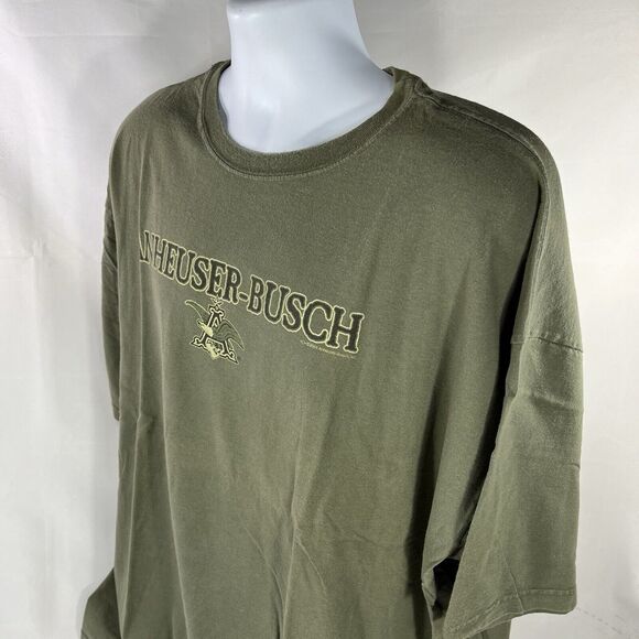 VINTAGE ANHEUSER BUSCH SHIRT MENS 2XL OLIVE GREEN DOUBLE SIDED 2004 Y2K BEER TEE - Picture 9 of 12